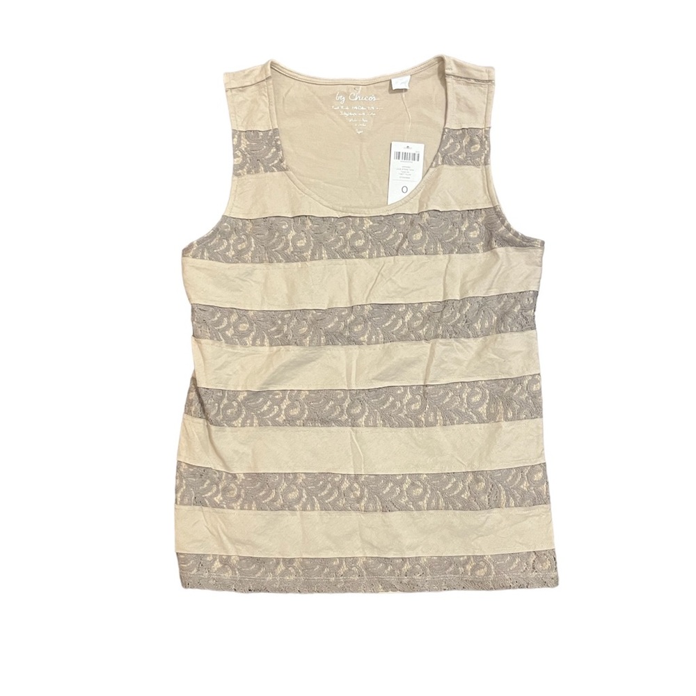 Chicos‎ tan lace tank NWT